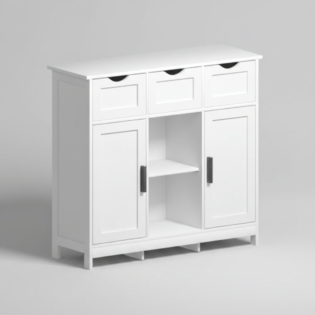 White cabinet with dimensions labeled on a white background